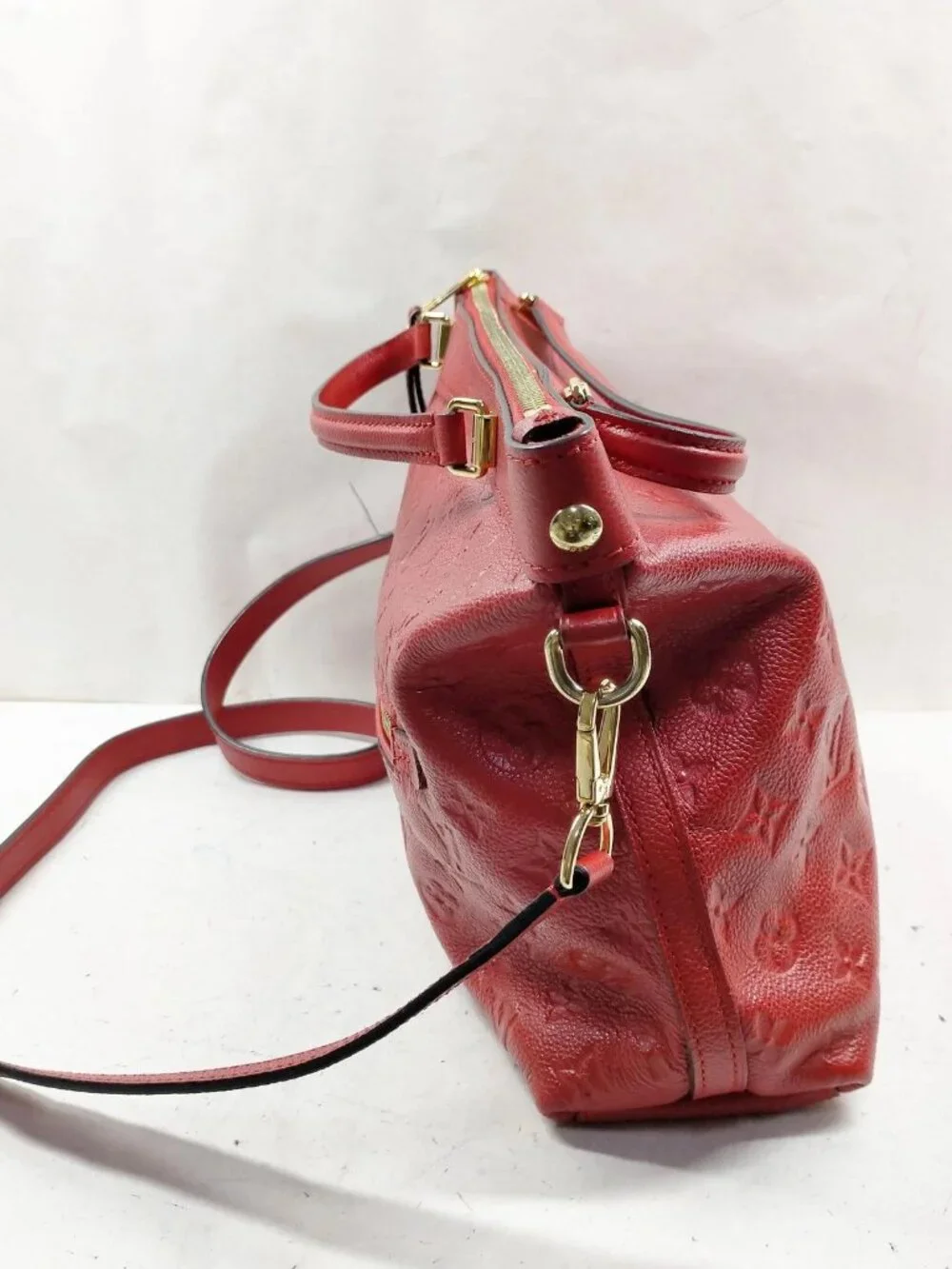Authentic Louis Vuitton Bastille PM Monogram Empreinte Leather Red Shoulder Bag